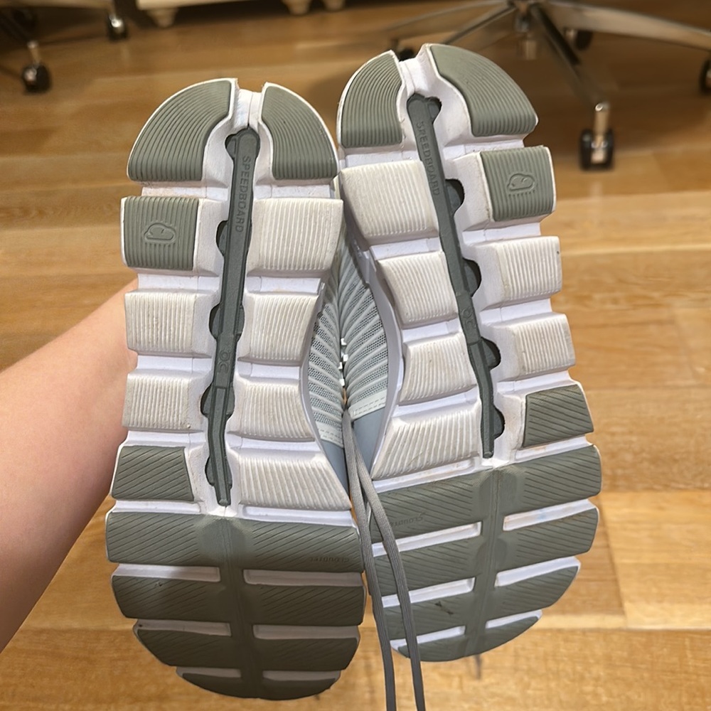 On Running Women's Light Gray and White Performance Sneakers - Picture 6 of 8